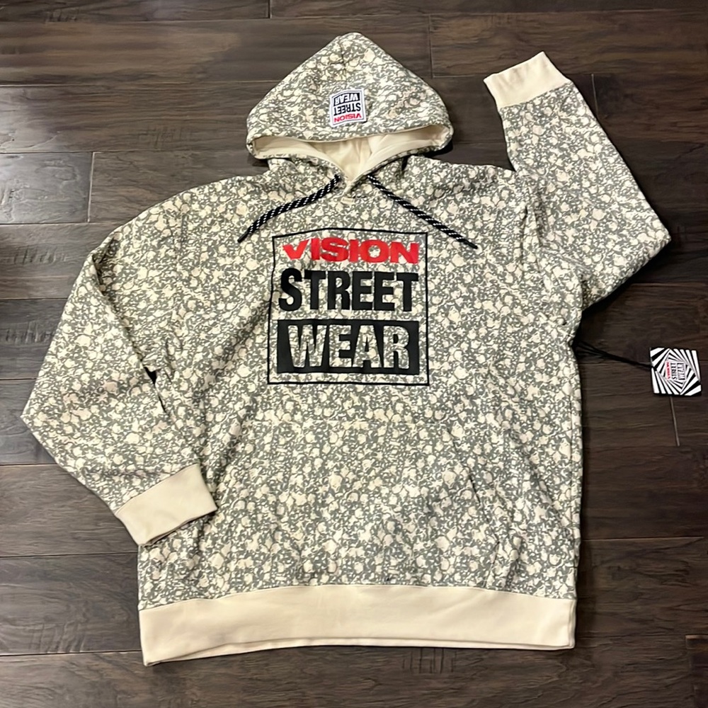 Vision Street Wear VSW Hoodie Sweatshirt skate skateboard Bone Skull new Mens XL